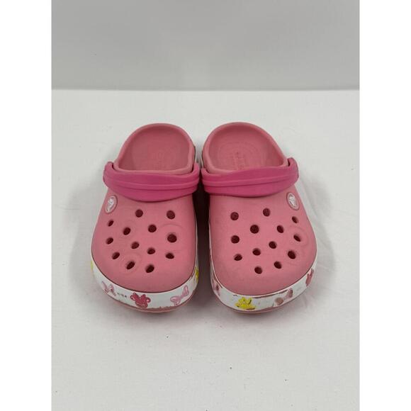 CROCS Pink Ventilation Holes Cartoon Character Adjustable Backstrap Clogs SZ 11‎ - Picture 1 of 5
